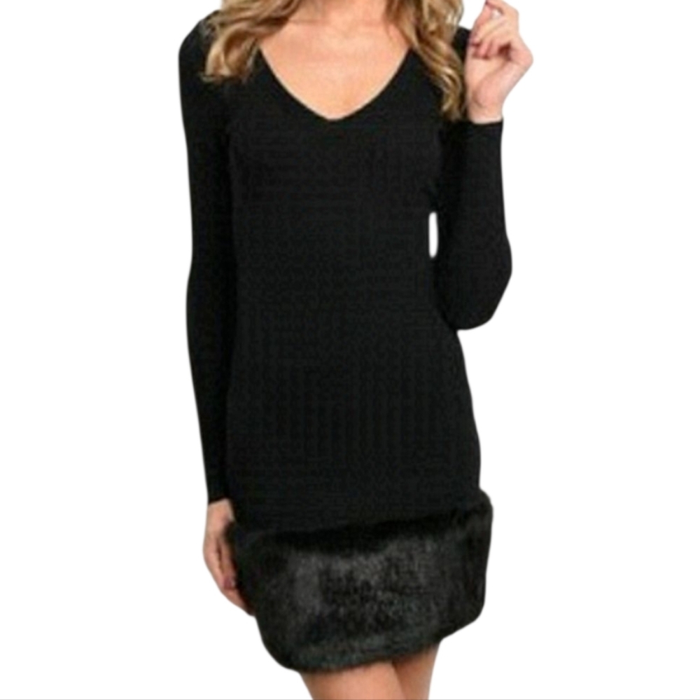 HERA Black Bodycon Long Sleeve Mini Dress Size Small NWT